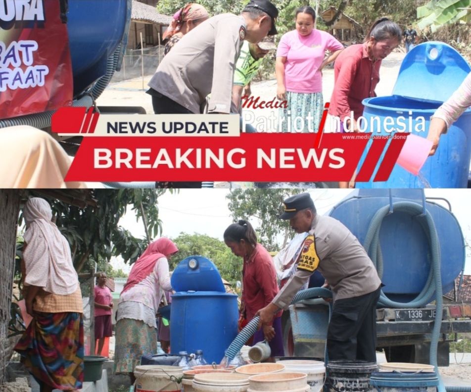 Polres Blora Salurkan 3 Tangki Air Bersih Untuk Warga Terdampak Kekeringan Di Desa Gedangdowo